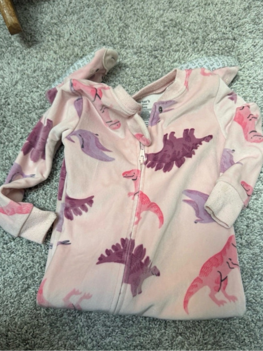 Carter's Light Pink Dinosaur Zip-Up Pajama Top